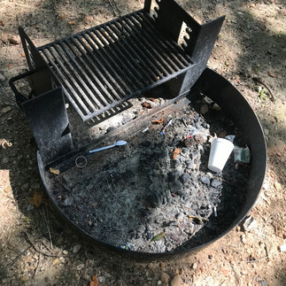 someone left unkept campsite with fire still burning left at Hart State Park