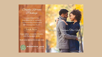 Smiling couple experiencing a romantic getaway at Mountain Lake Lodge Couples Retreat.