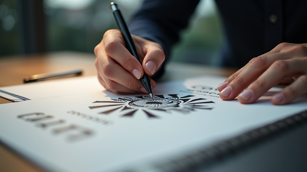 Eye-level view of a designer working on a logo design