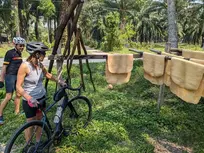Travelers discover the traditional process of natural rubber production during an authentic Southern cycling holiday.