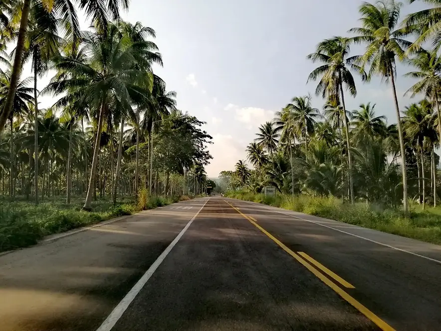 Local cycling road along the Gulf of Thailand