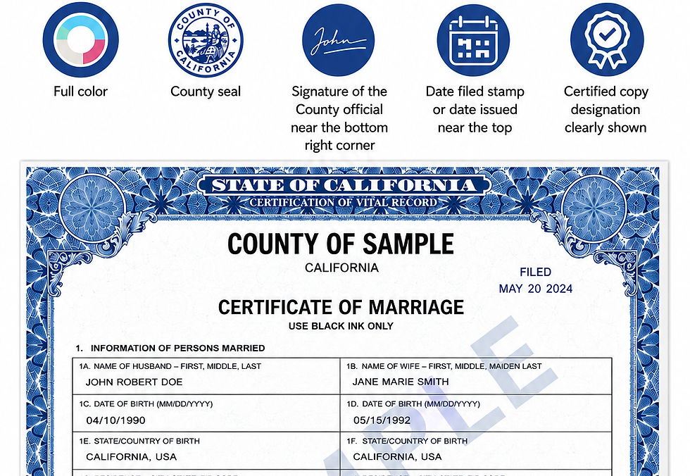 california certified copy marriage certificate