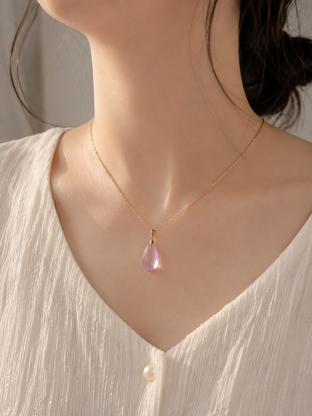 Pink Crystal Drop Necklace