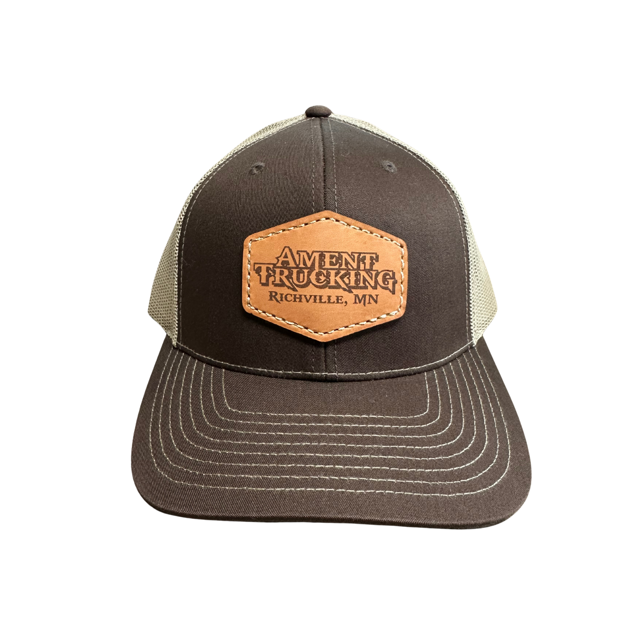Brown/Khaki Leather Patch Hat