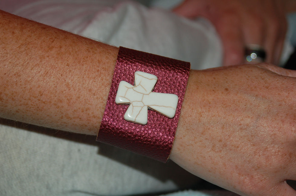 Thumbnail: Cross Bracelet (faux leather band)