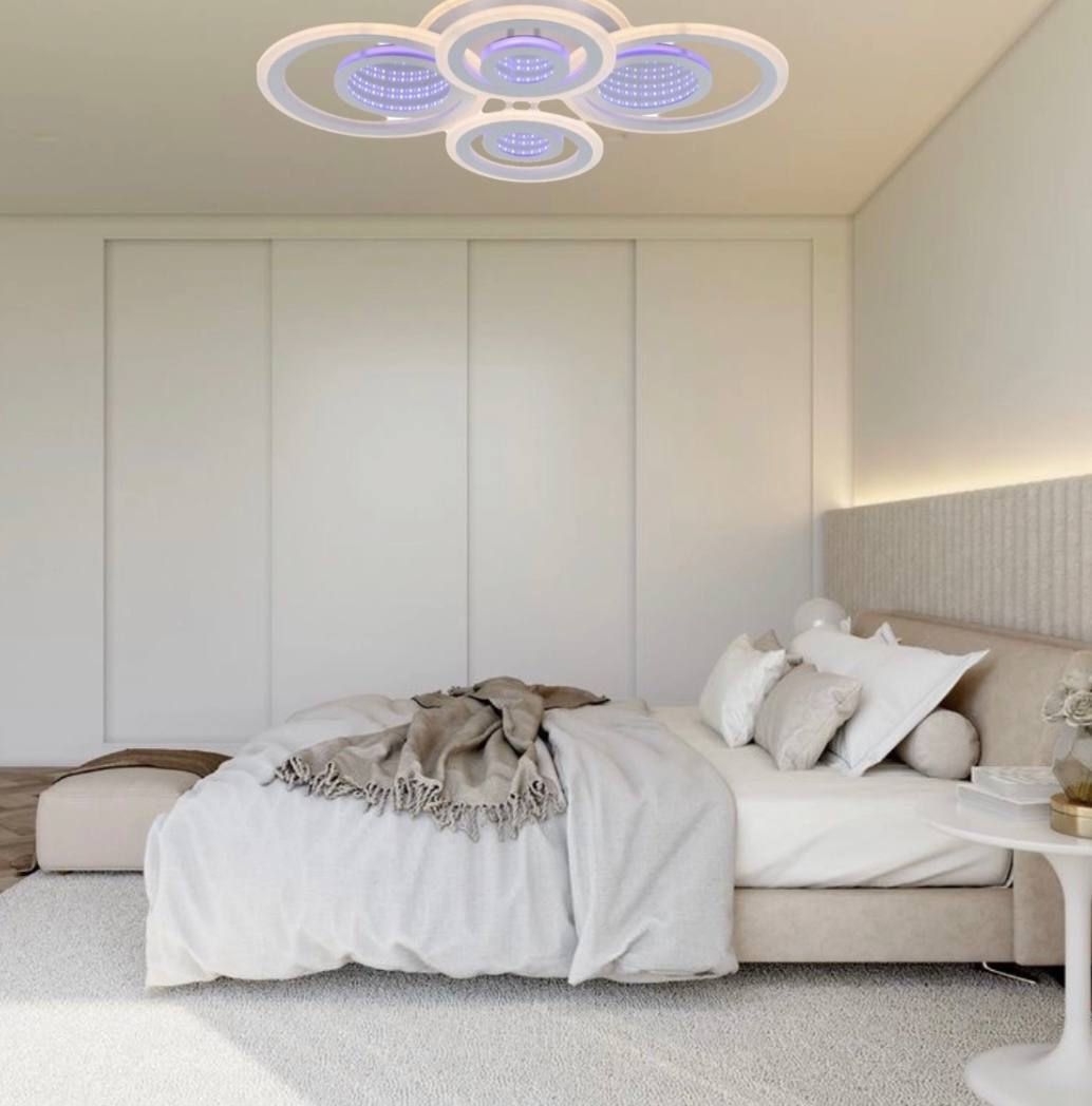 Люстра світлодіодна акрілова Sirius LI8889/2+2 WH (BL+YL) 104W+44W