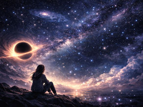 星空とともにたたずむ女性