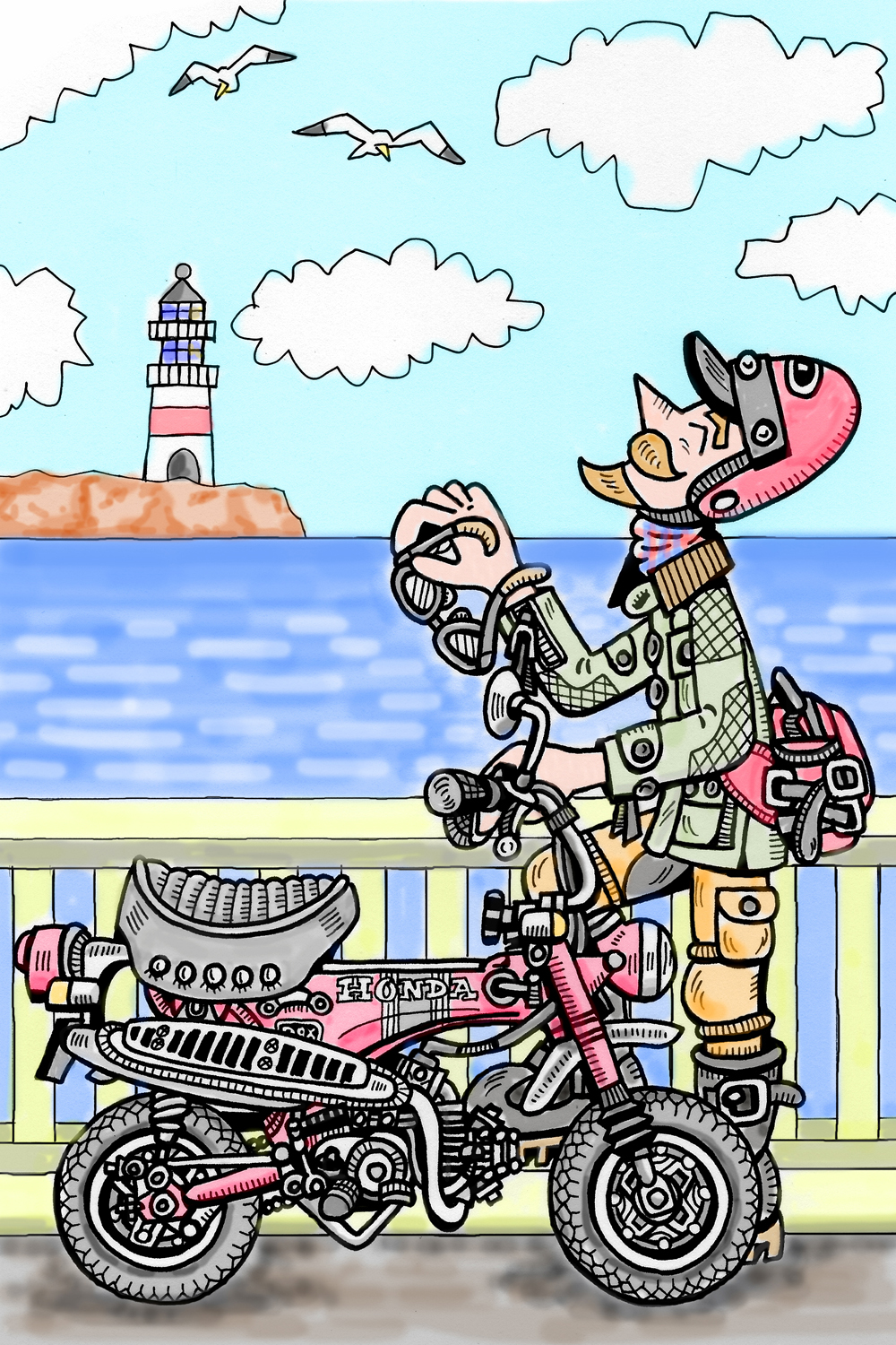 藤原かんいちがイラストで描くバイクと旅の世界