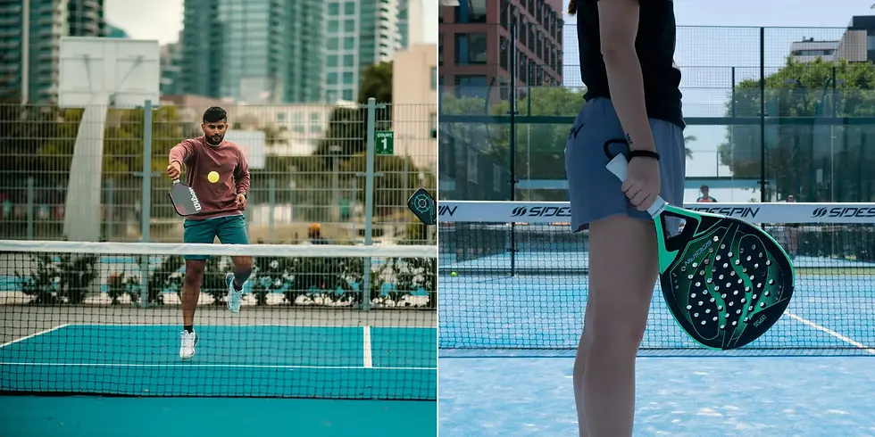 Pickleball player with racket and balls on the court, focus on equipment and preparation