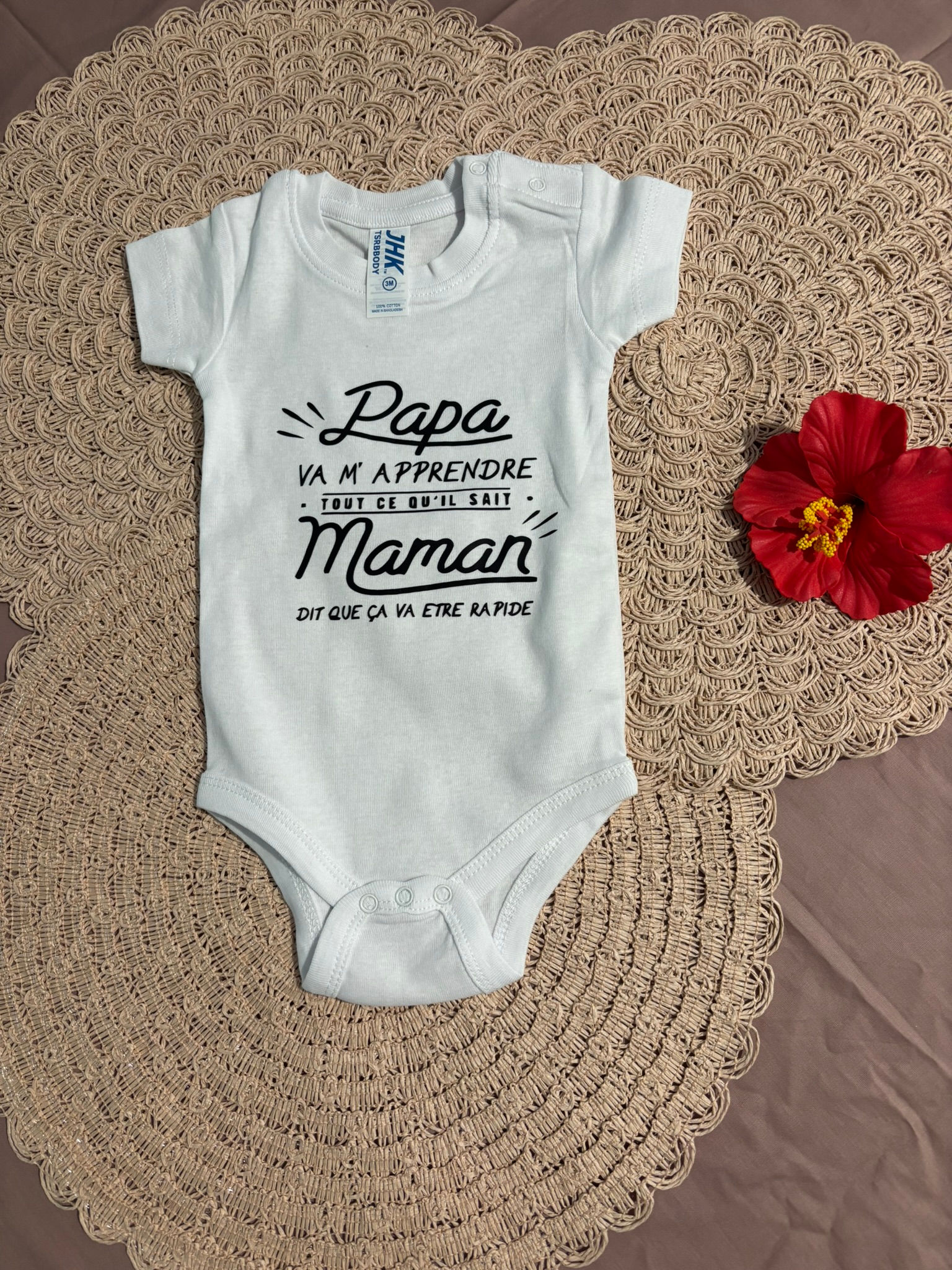 Body manches courtes bébé "Papa va m'apprendre"