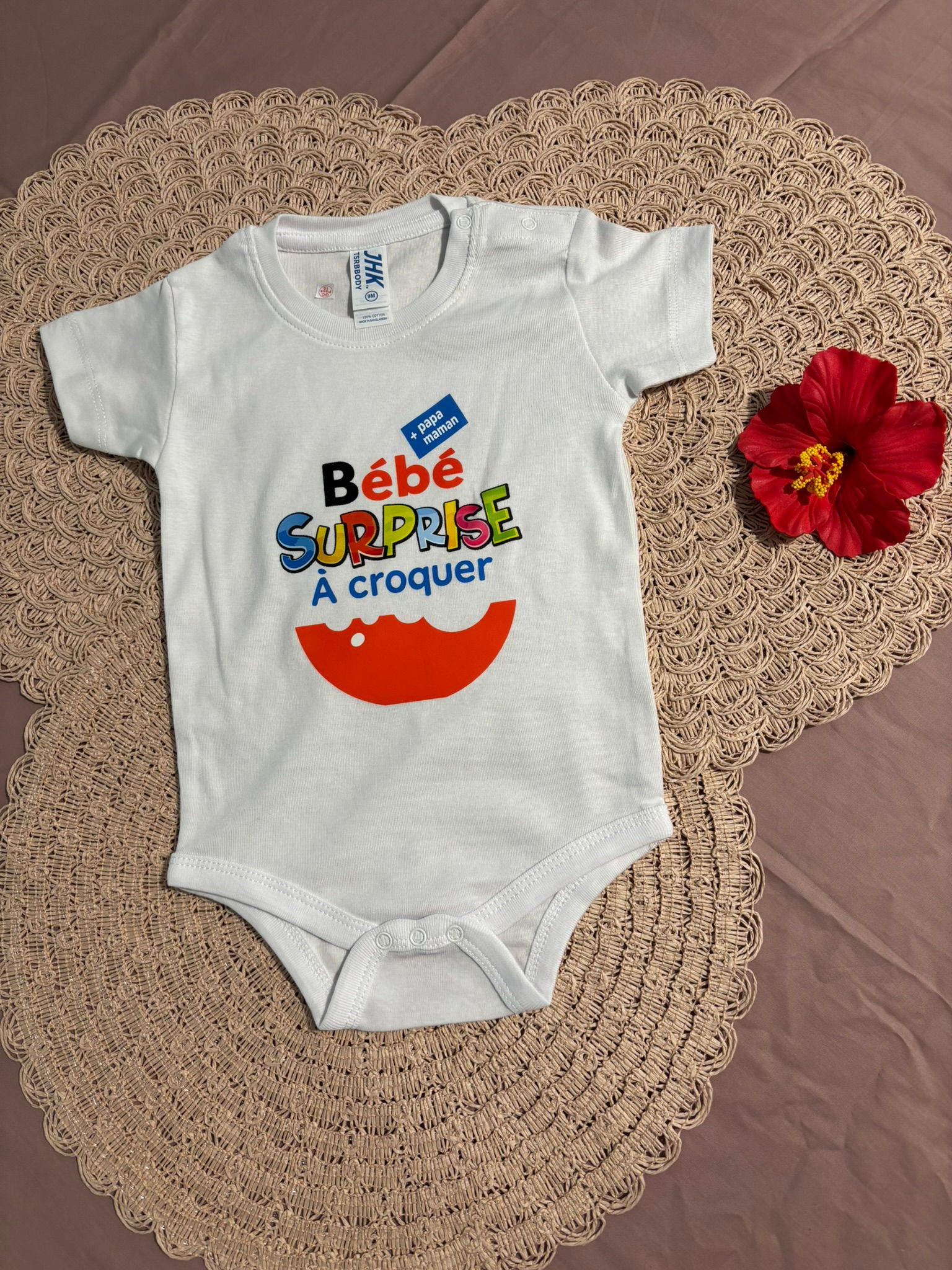 Body manches courtes bébé "Bébé surprise"