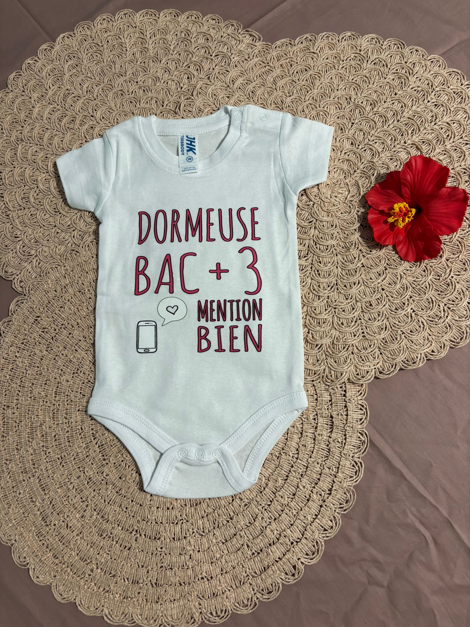 Body manches courtes bébé "Dormeuse Bac +3"