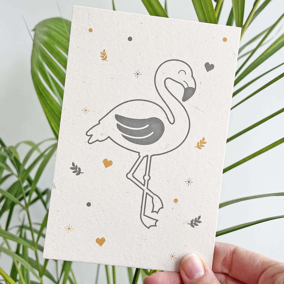 Miniature : Cartes animaux mignons en papier écoresponsable. Dessin flamant rose.