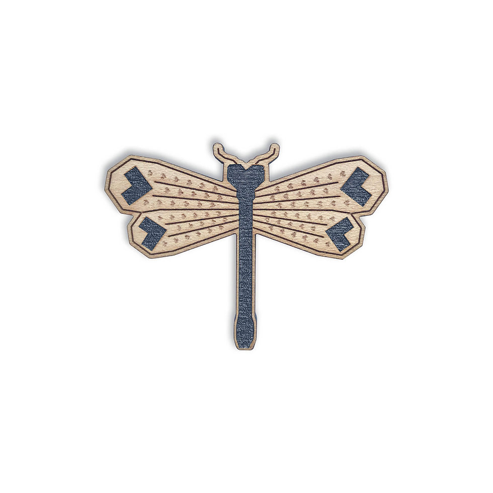 Miniature : Broche insecte en bois modèle libellule anthracite métallisé