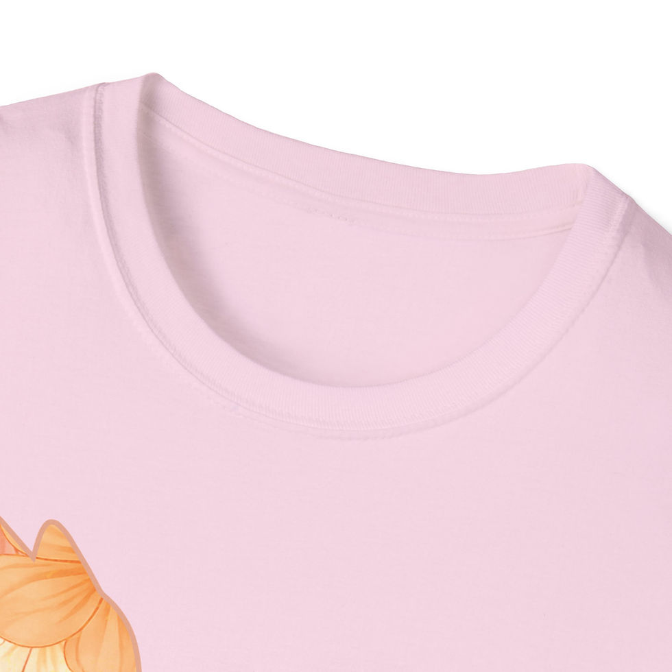 Thumbnail: Pink soft fit tee neckline with Cat Peach floral silhouette