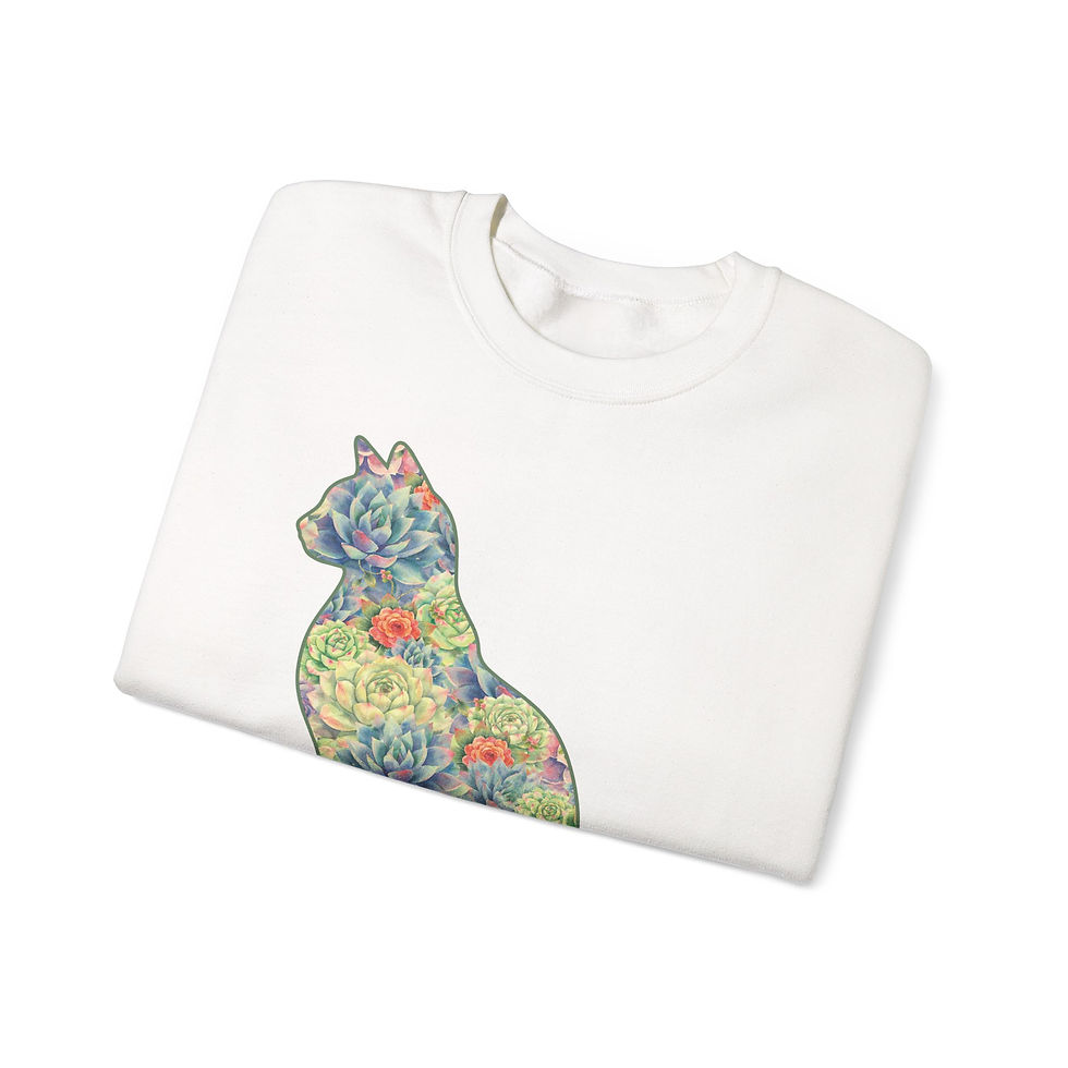 Thumbnail: Soft Fit Tee with peach floral cat silhouette