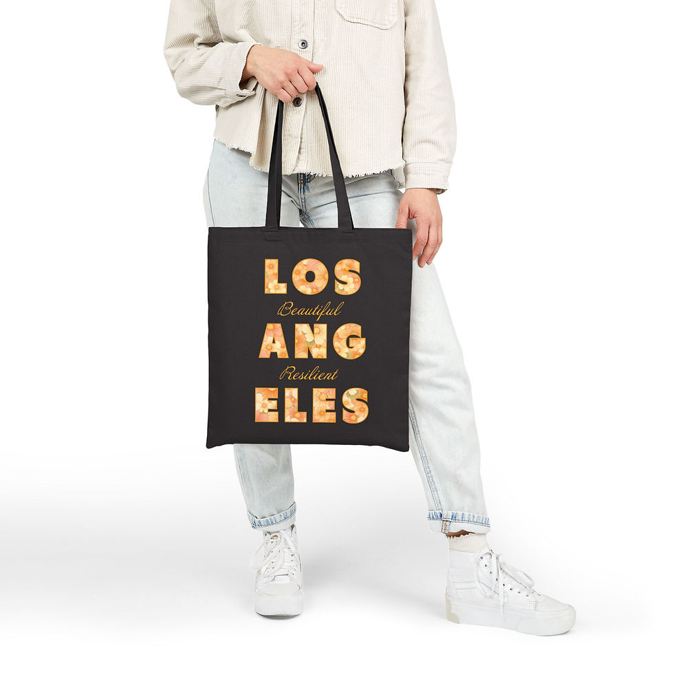 Thumbnail: Los Angeles Peach Floral Pattern – Canvas Tote