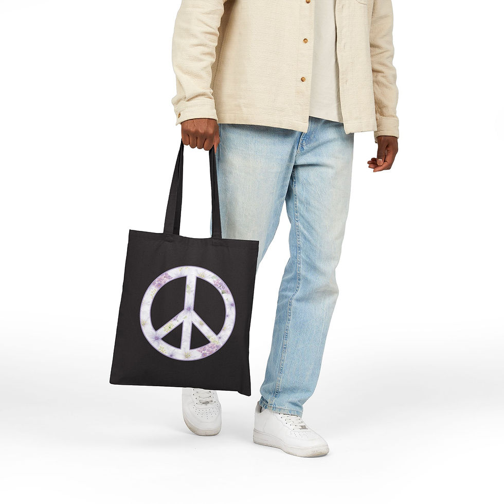 Thumbnail: Wild Meadow lavender peace sign TYPE TOTe