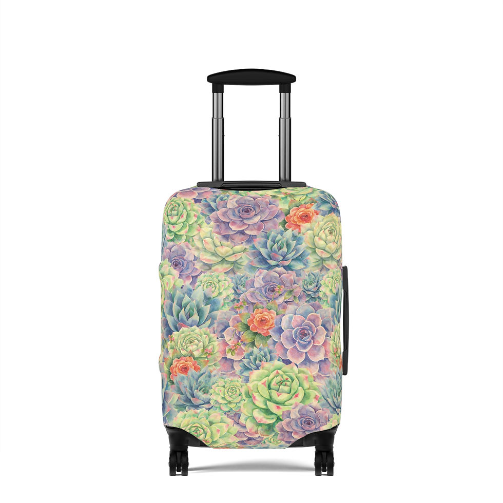 Suitcase with colorful succulent pattern