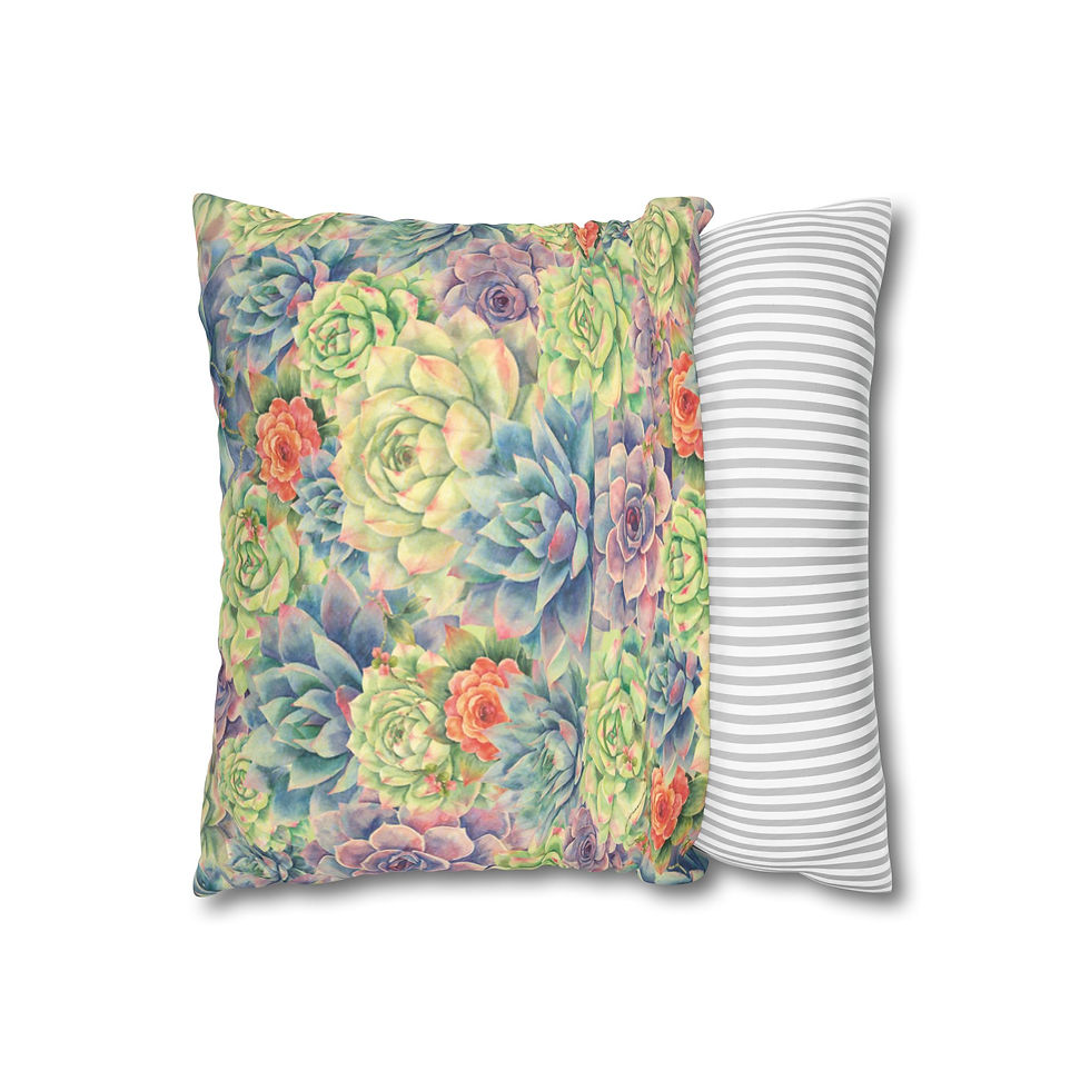 Thumbnail: Botanical Succulent Faux Suede Square Pillowcase