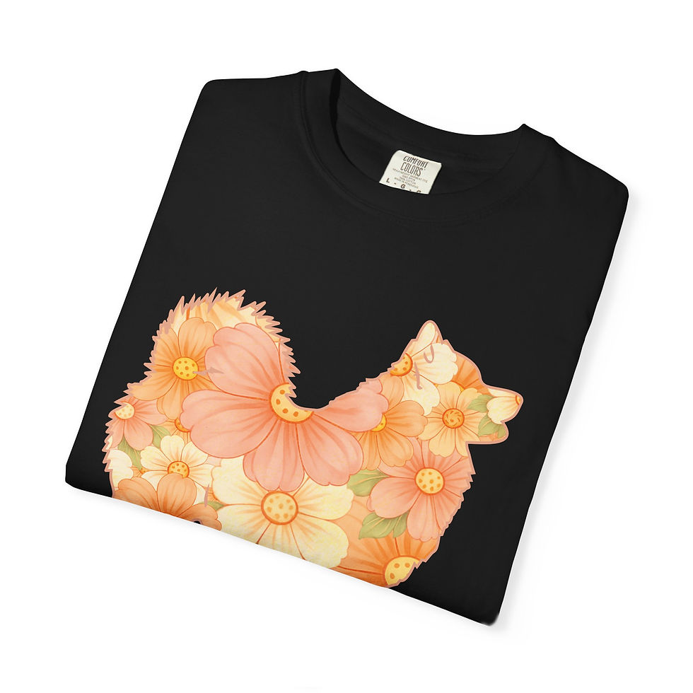 Thumbnail: Samoyed Peach Floral Silhouette - Unisex Relaxed Fit Tee (Personalize It!)