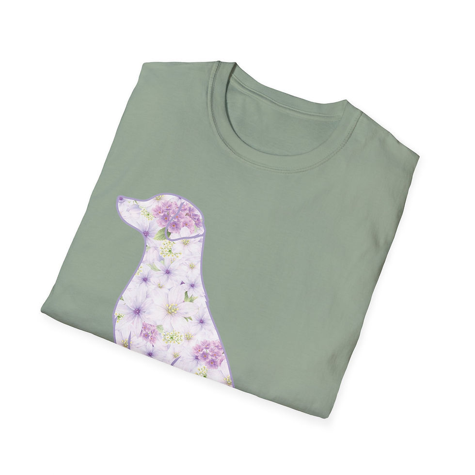 Thumbnail: Dog Wild Meadow Lavender silhouette illustration with soft botanical flower details