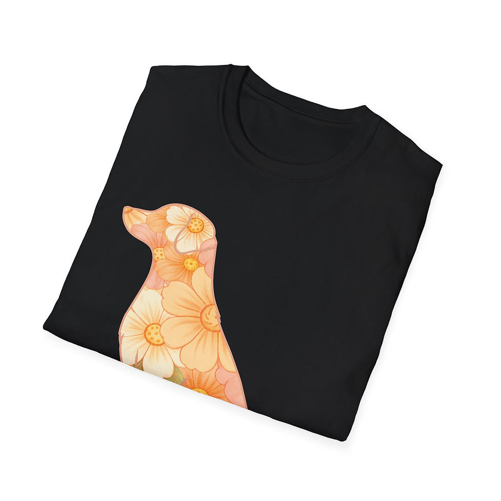 Thumbnail: Dog Peach Floral Silhouette in Original Line Art with soft botanical flower details..