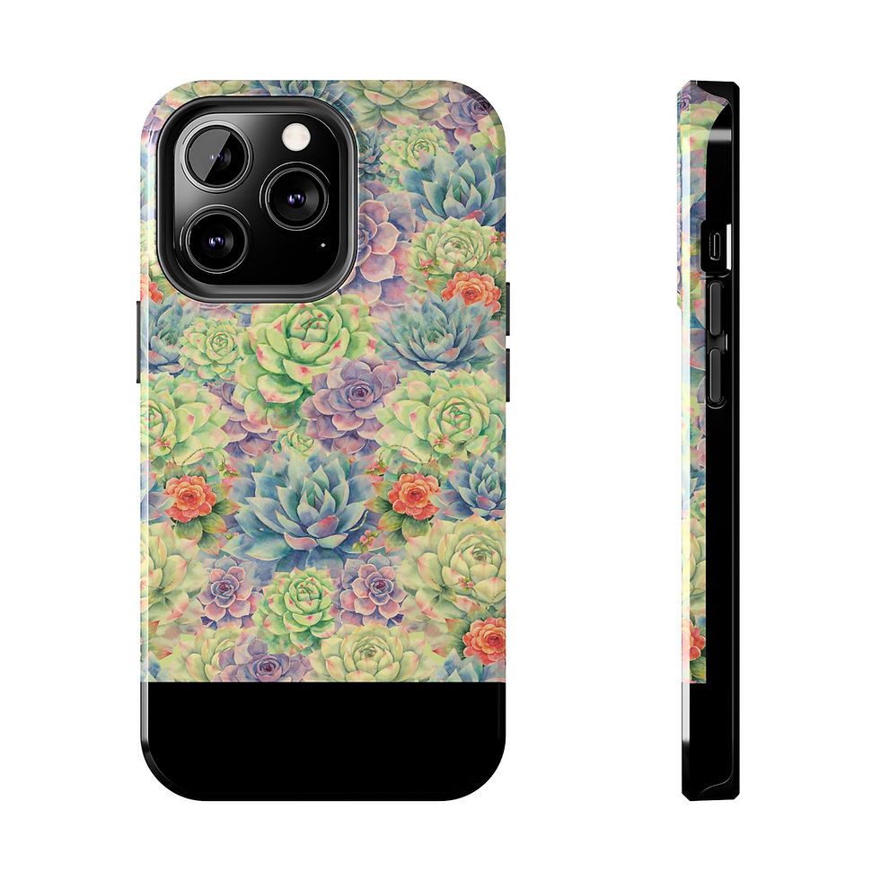 Thumbnail: Pastel botanical succulent iPhone case with seamless succulent pattern