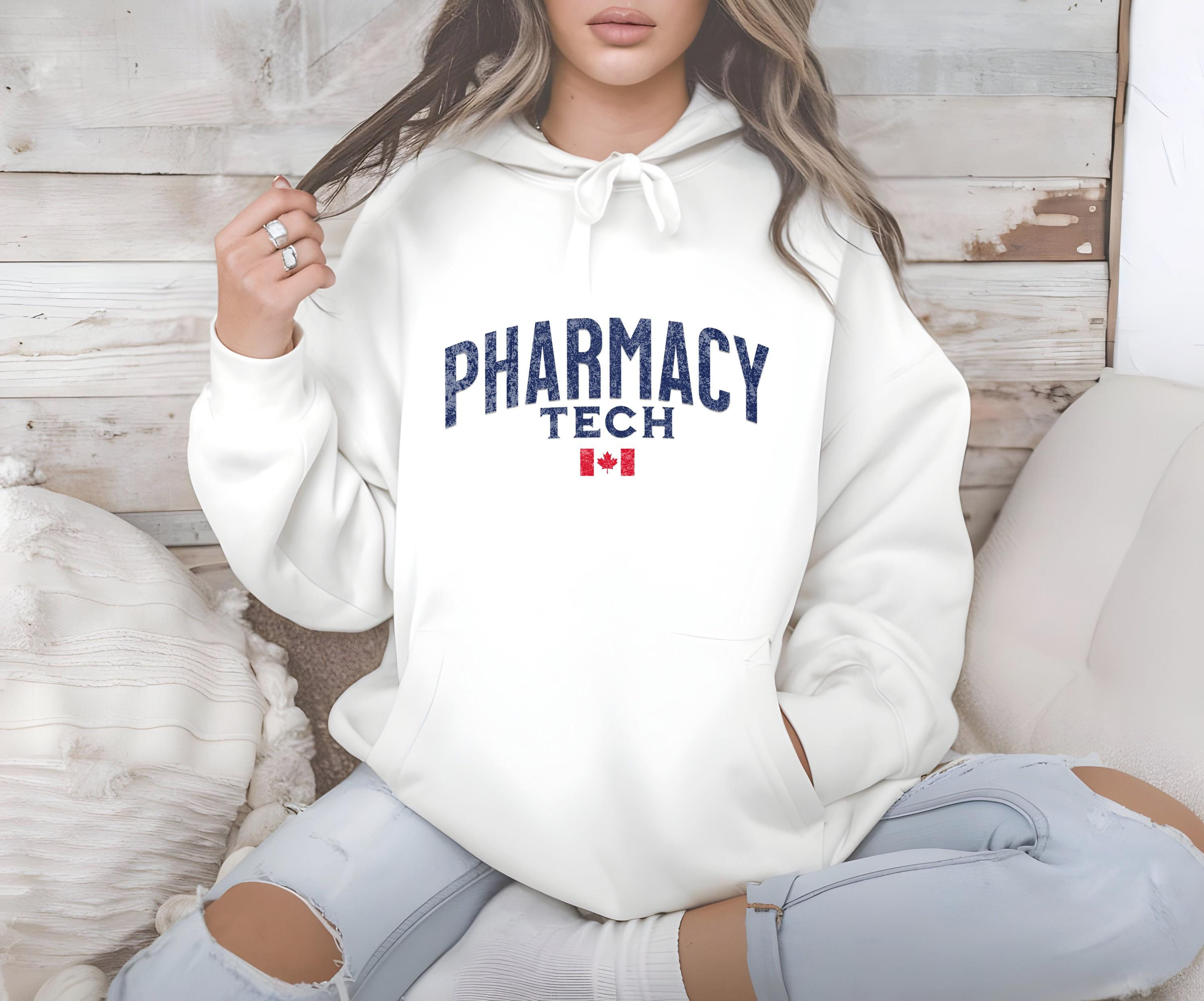 Pharmacy Tech Hoodie, Distressed Canadian Flag