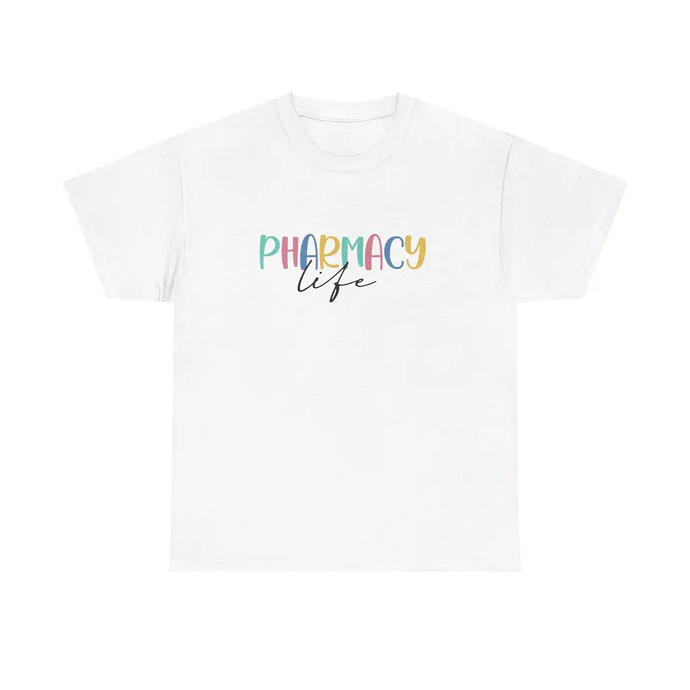 Thumbnail: Pharmacy Life Te-Shirt | Colorful Script Medical Job Shirt