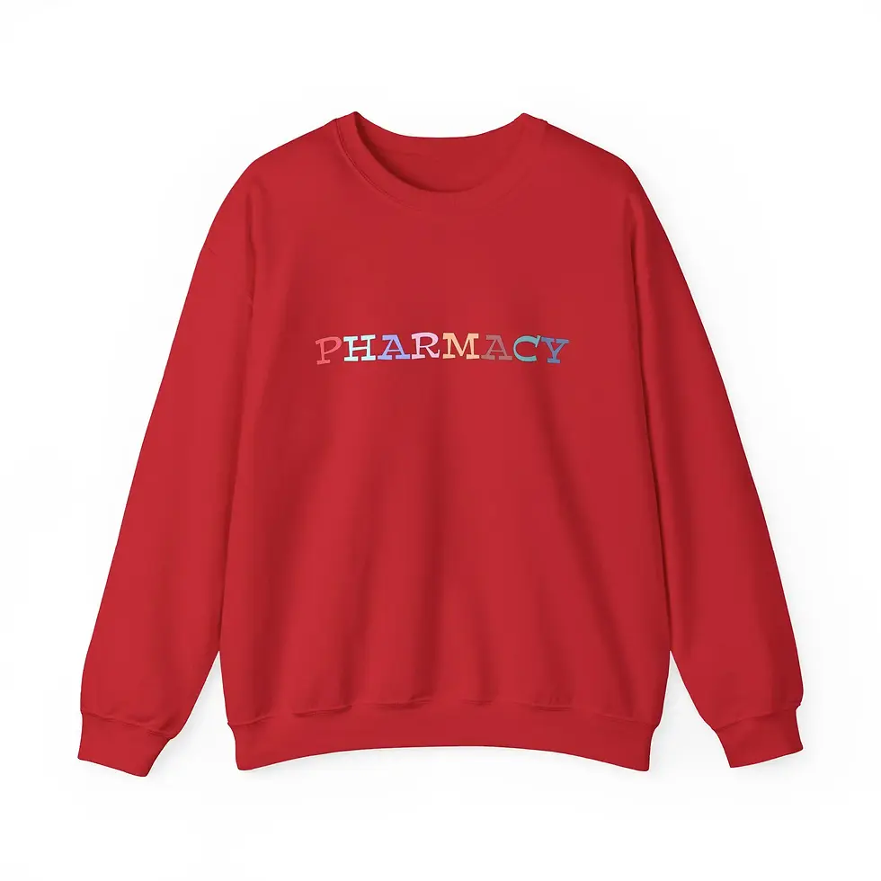 Thumbnail: Pharmacy Crewneck Sweatshirt, Colorful Lettering,