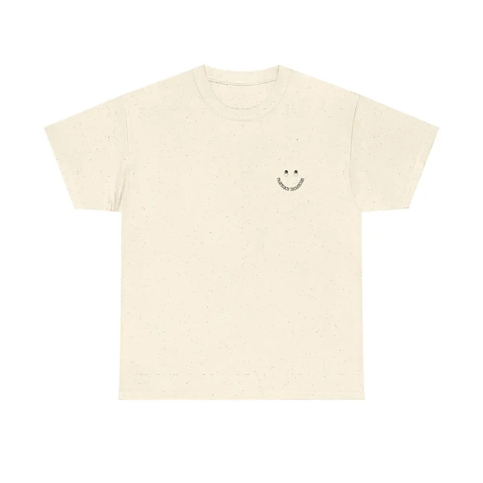 Thumbnail: Smiley Face Doodle T-Shirt | Colorful Script, Registered Pharmacy Technician