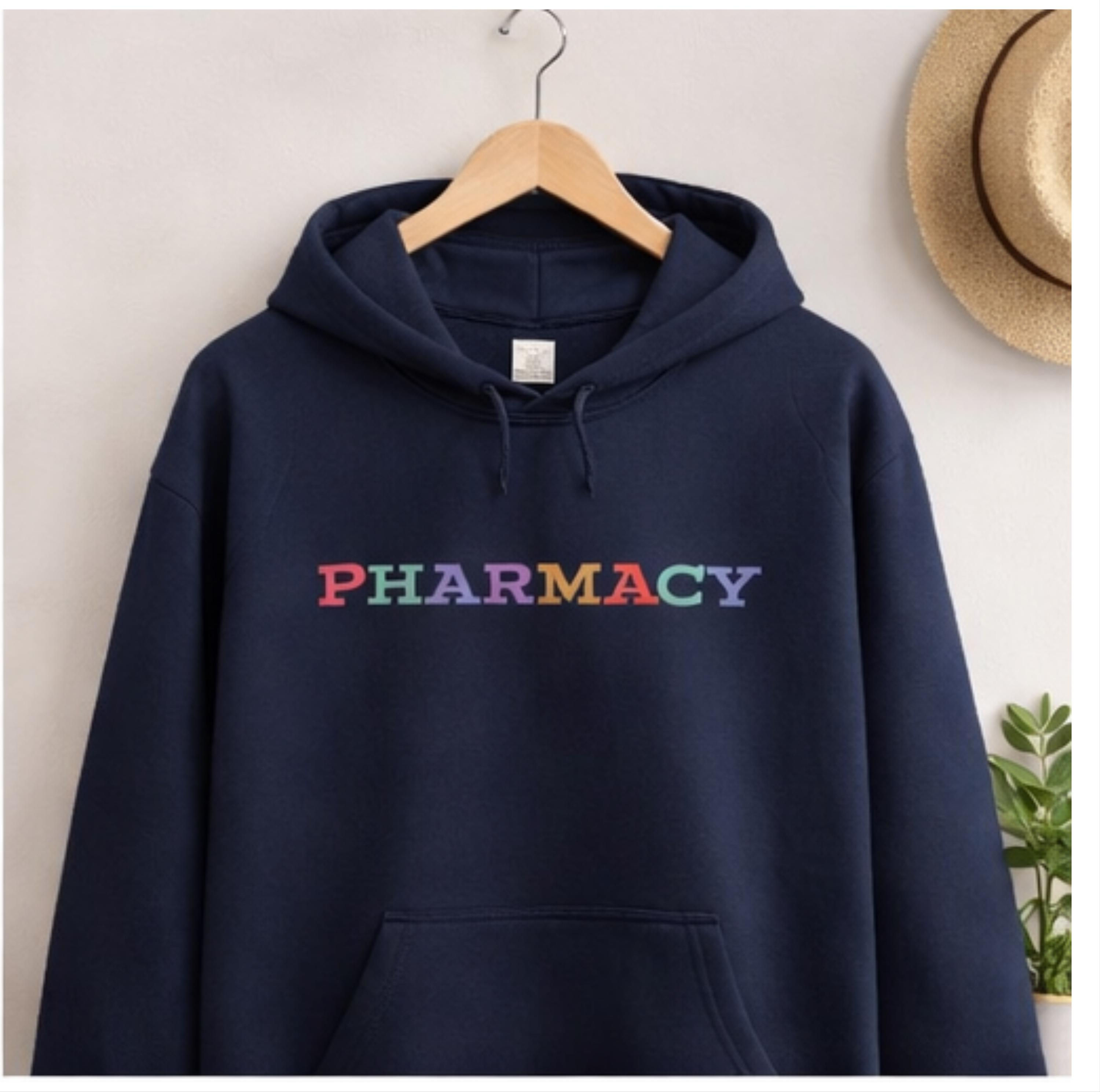 Pharmacy Hoodie, Colorful Text