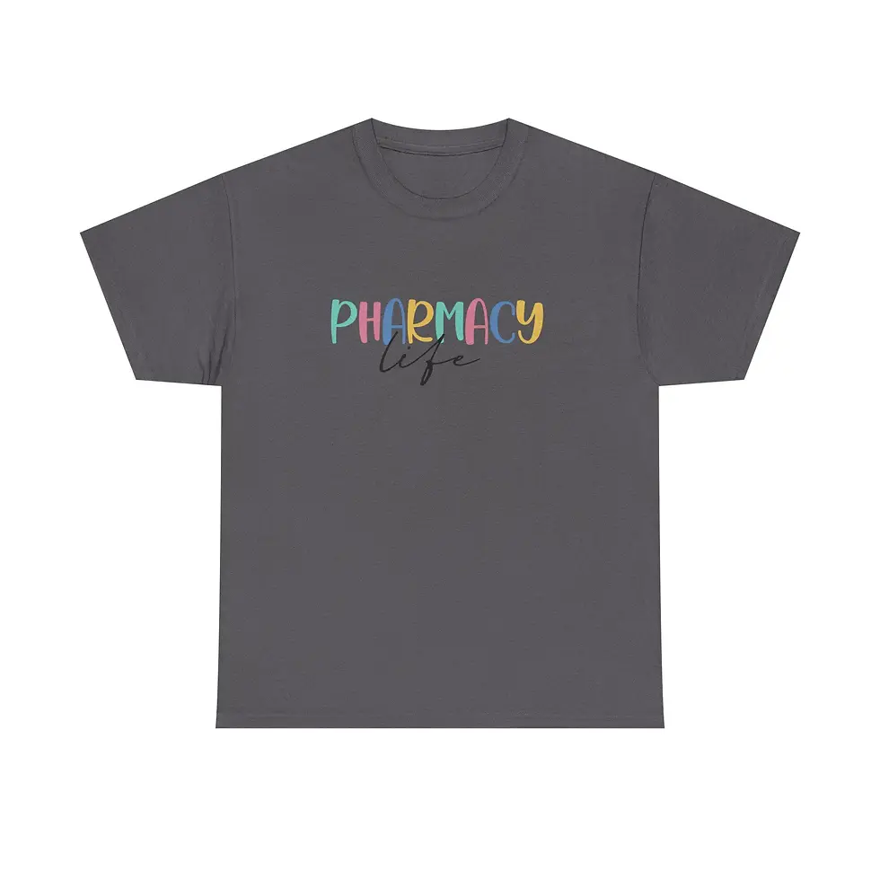 Thumbnail: Pharmacy Life Te-Shirt | Colorful Script Medical Job Shirt