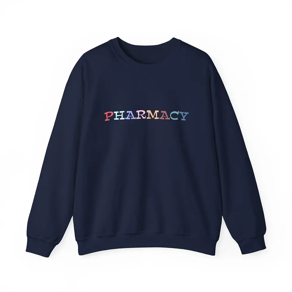 Thumbnail: Pharmacy Crewneck Sweatshirt, Colorful Lettering,