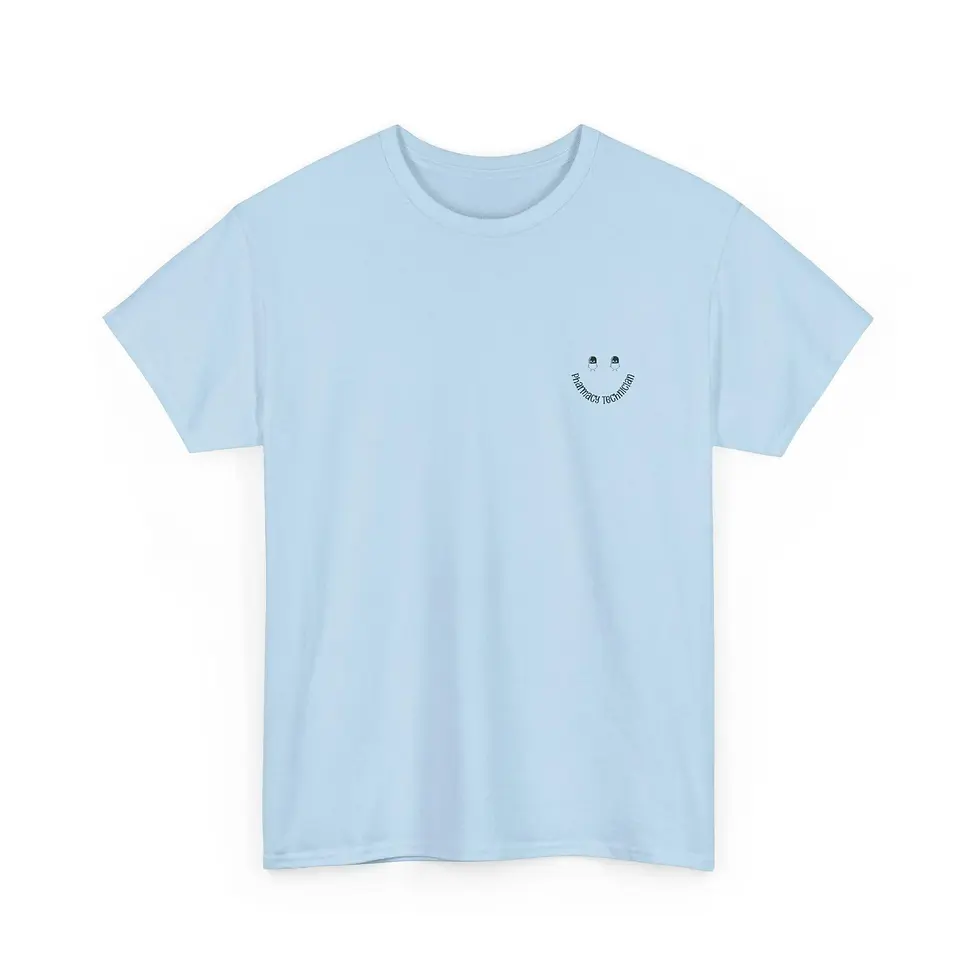 Thumbnail: Smiley Face Doodle T-Shirt | Colorful Script, Registered Pharmacy Technician