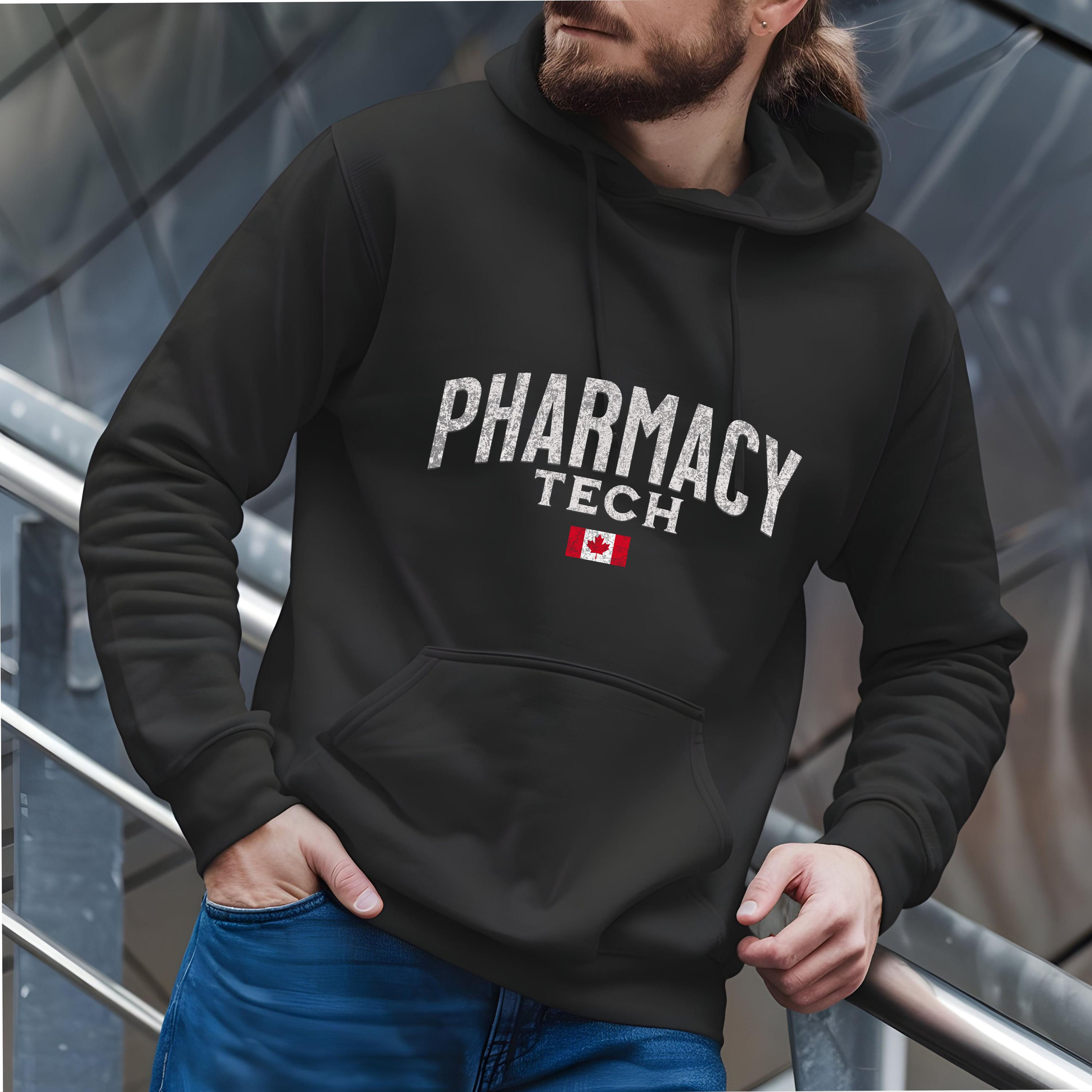 Pharmacy Tech Hoodie, Distressed Canadian Flag,