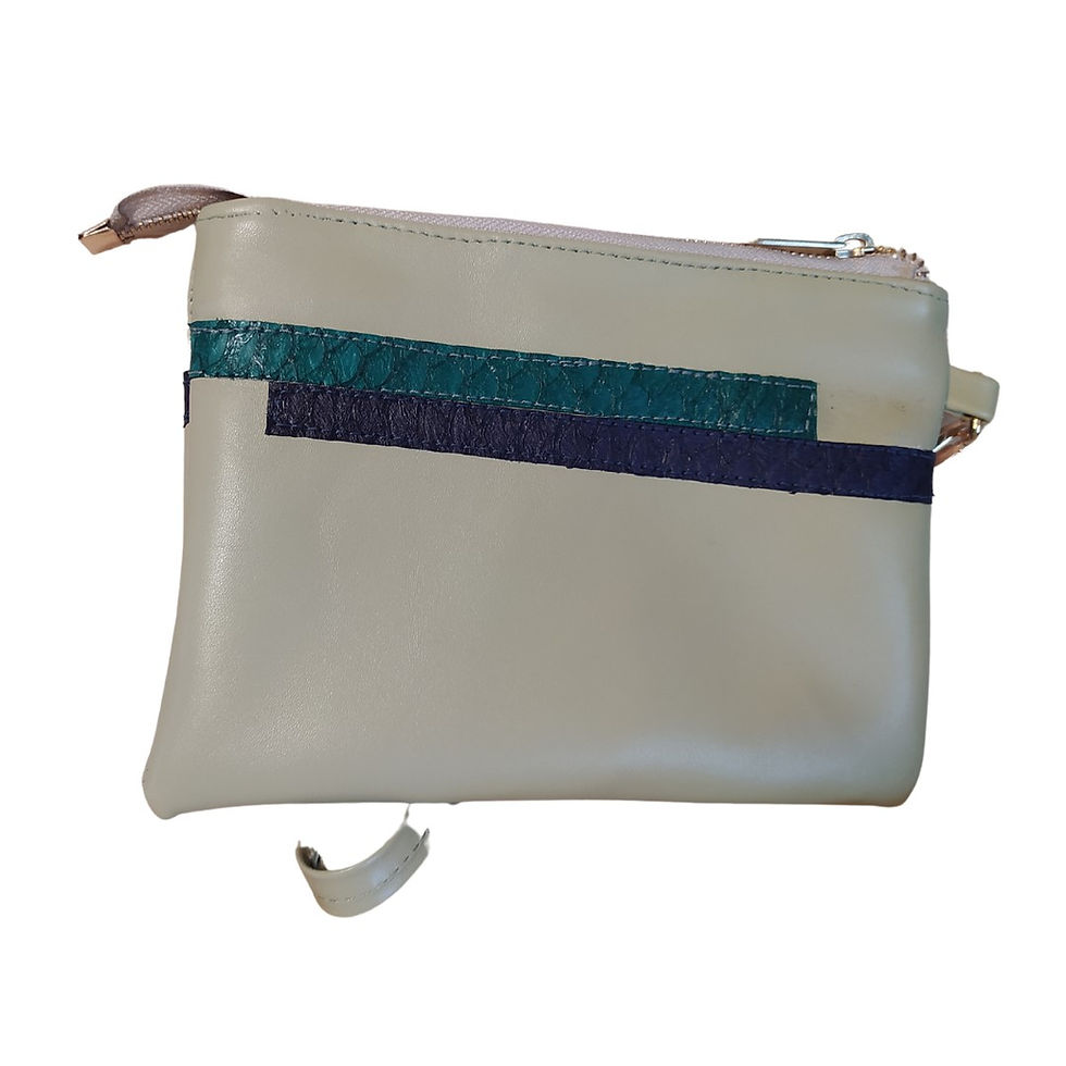 Clutch Pistache Listas Descontínuas Azul e Verde