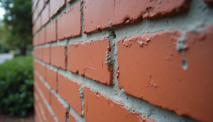 Close-up view of a waterproofed external brick wall in Sydney