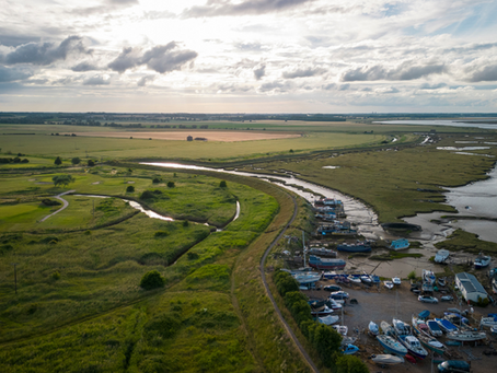 Landscape view of the Rivere Deben and boat yard