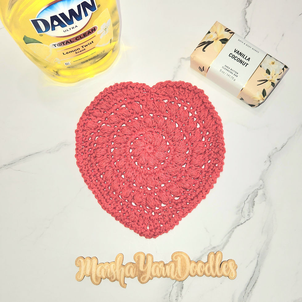 Imagination Heart Dish/Wash Cloth pattern included in paid PDF
