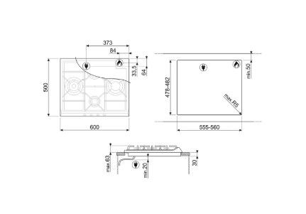 Thumbnail: Smeg Cucina SR60GHS 60cm Gas Hob - Stainless Steel