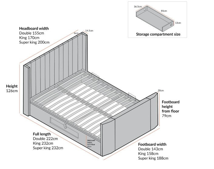 Thumbnail: Wilton Warm Stone Fabric Ottoman TV Bed