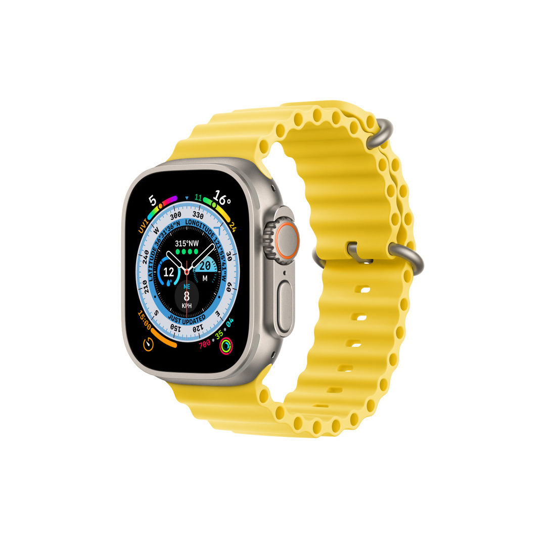 Apple Watch Ultra-Titanium Case with Yellow Ocean Band