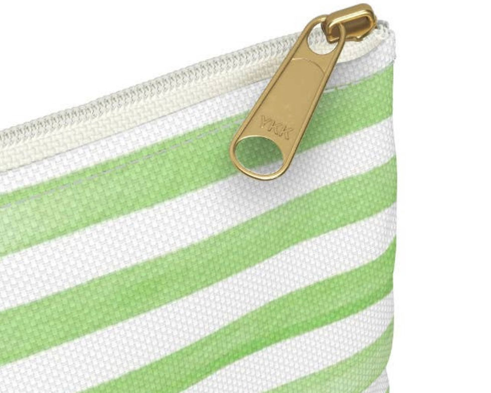 Thumbnail: Canvas Pouch - Green Stripes With Pink Golf Cart
