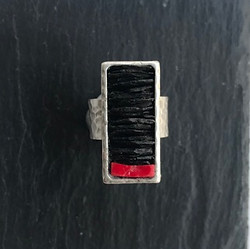 bague rectangulaire ardoise-couleur roug