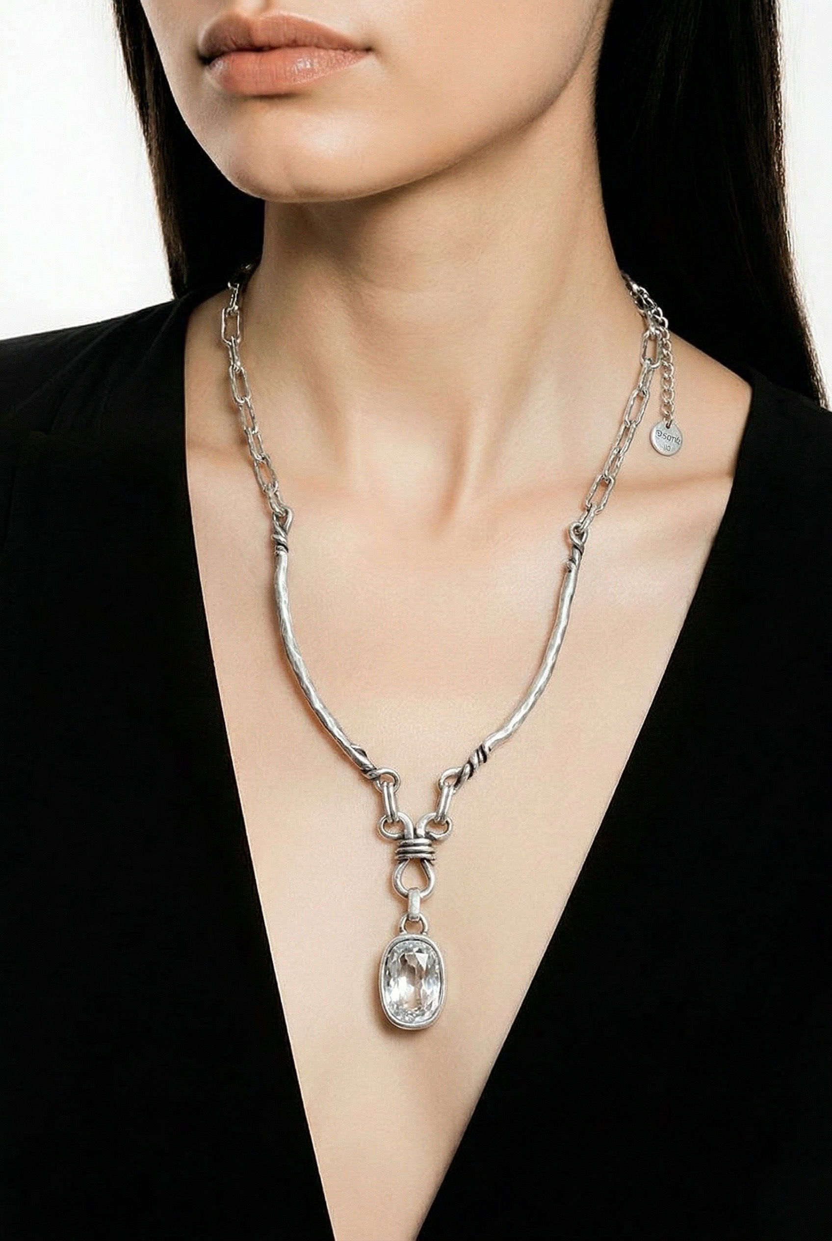 Collier silver diamant
