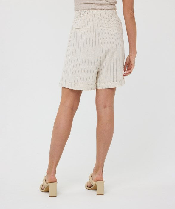 Miniature : Short en lin beige et rayé noir