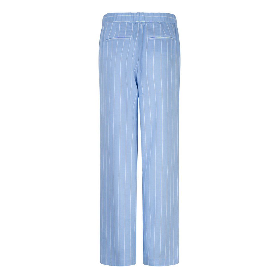 Miniature : Pantalon bleu ligné blanc large