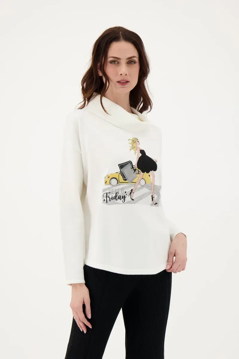 Miniature : Chandail en coton col baveux dame Friday